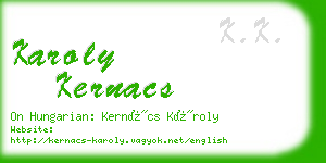 karoly kernacs business card